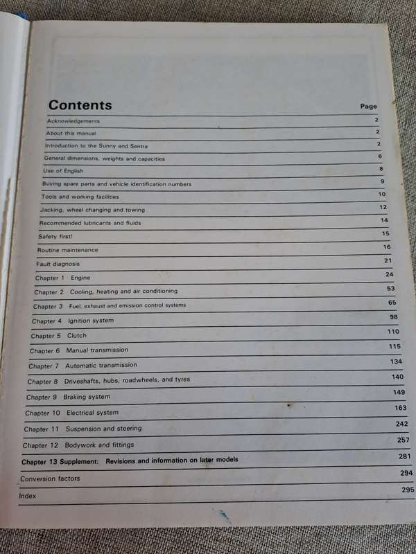 Nissan / Datsun Sunny Owners Workshop Manual 1982 to 1986 - Haynes