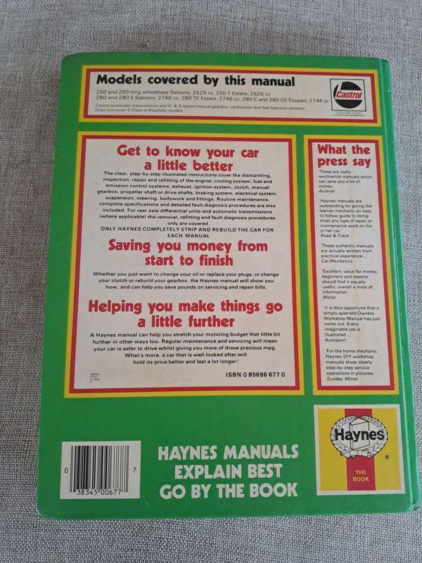 Mercedes-Benz 250 & 280 (123 series) Owners Workshop Manual 1976 to 1984 - Haynes