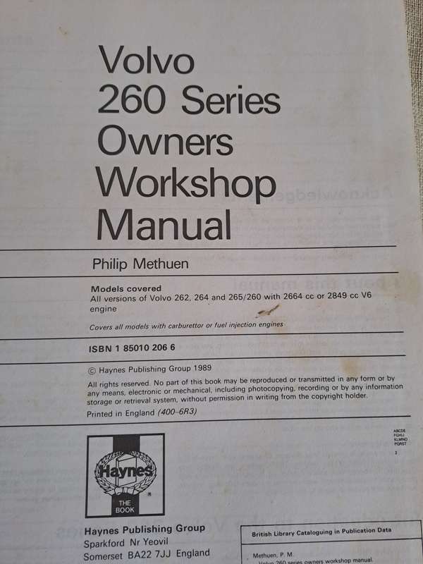 Volvo 260 Series Owners Workshop Manual 1975 to 1985 - Haynes