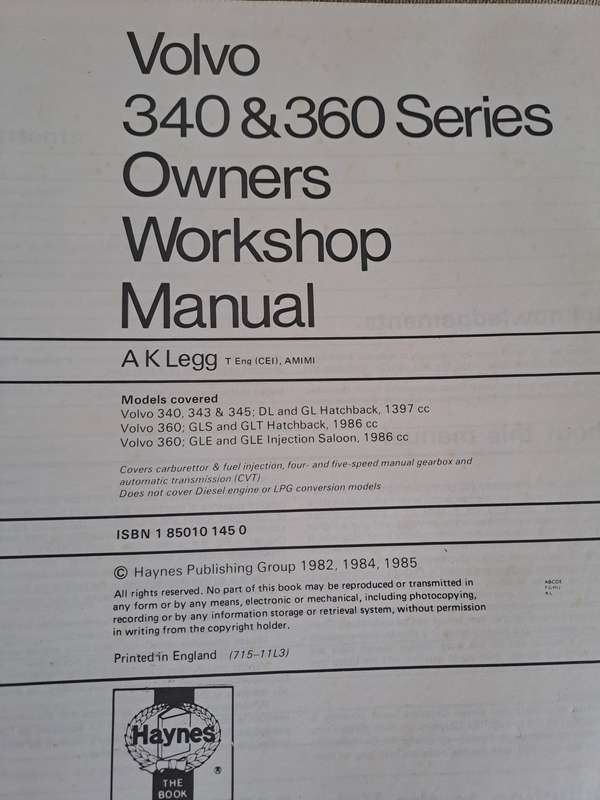 Volvo 340 & 360 Series Owners Workshop Manual 1976 to 1985 - Haynes