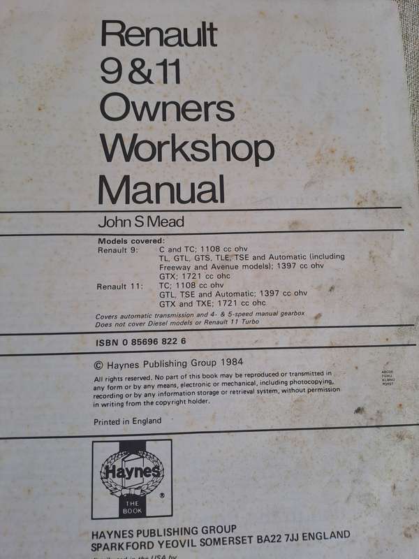 Renault 9 & 11 Owners Workshop Manual 1982 to 1984 - Haynes