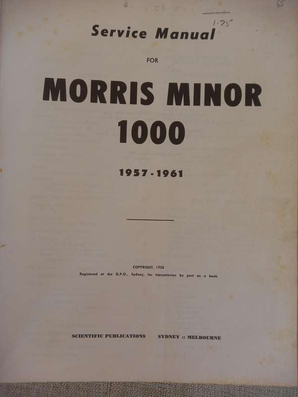 Morris Minor 1000 Service Manual 1957-1961