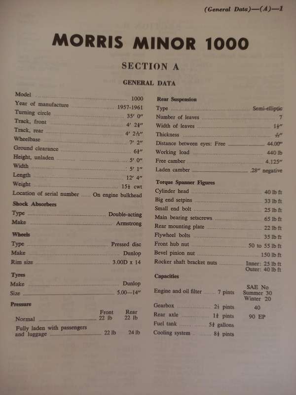 Morris Minor 1000 Service Manual 1957-1961