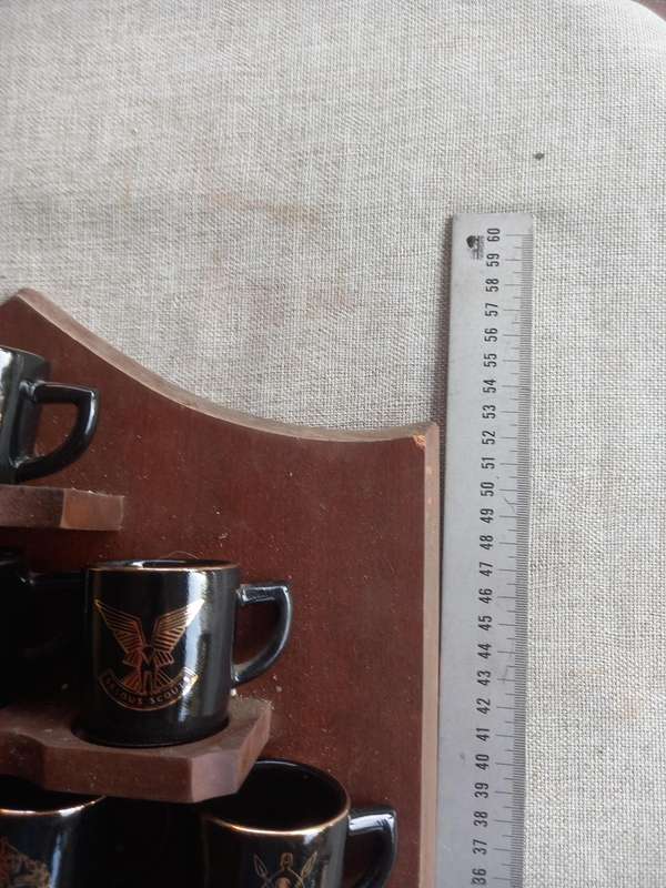 Rhodesian military Unit collection - wood shield with 19x unit "miniature mugs ?"