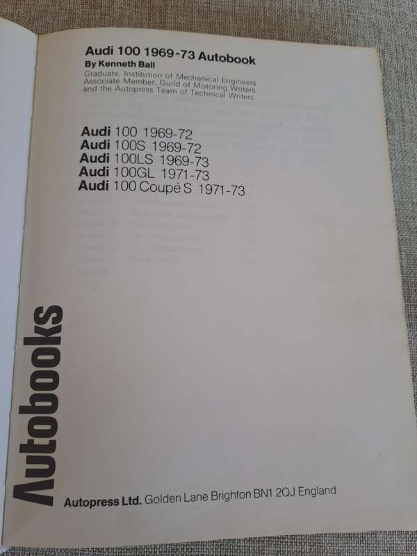 Audi 100 Owners Workshop Manual 1969-73 - Autobooks