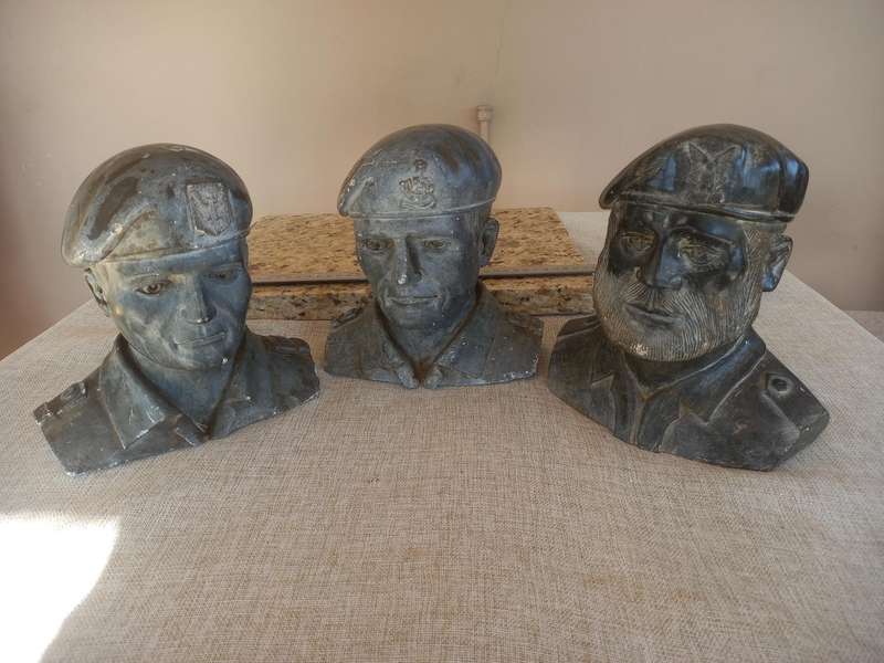 3 Rhodesian Soapstone busts - SAS, Selous Scouts, RLI