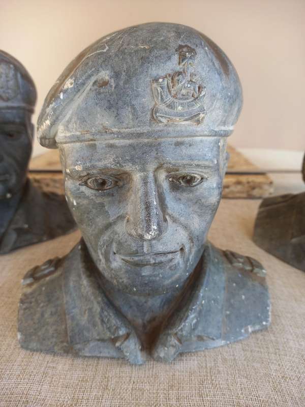 3 Rhodesian Soapstone busts - SAS, Selous Scouts, RLI