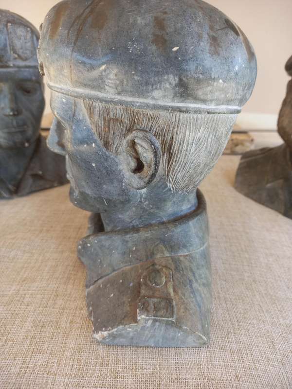 3 Rhodesian Soapstone busts - SAS, Selous Scouts, RLI