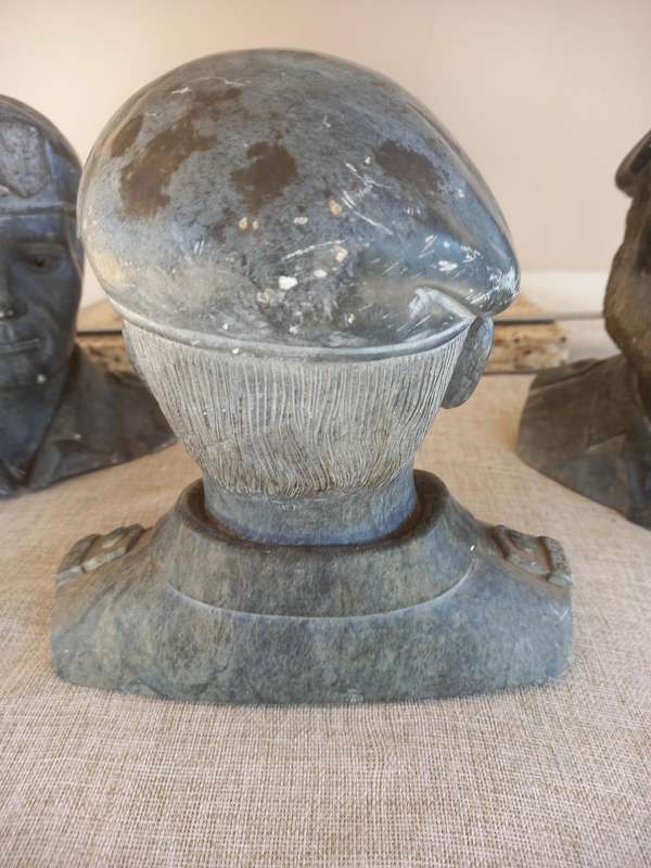 3 Rhodesian Soapstone busts - SAS, Selous Scouts, RLI