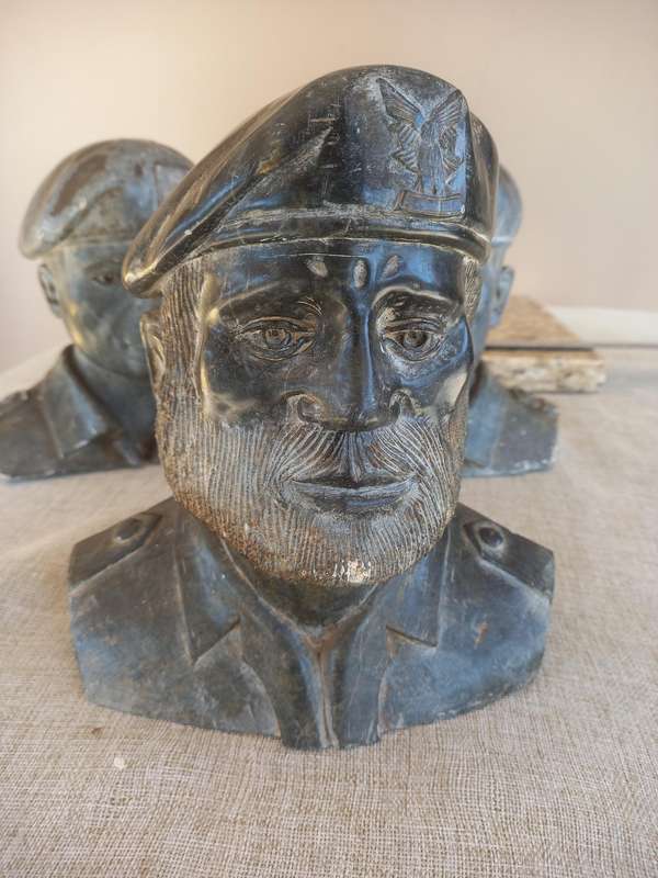 3 Rhodesian Soapstone busts - SAS, Selous Scouts, RLI
