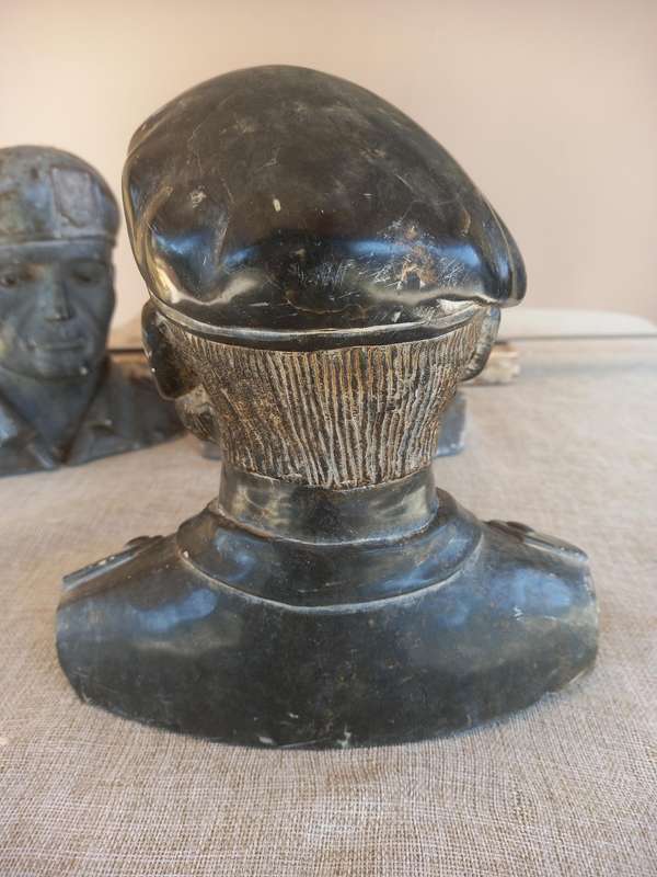 3 Rhodesian Soapstone busts - SAS, Selous Scouts, RLI