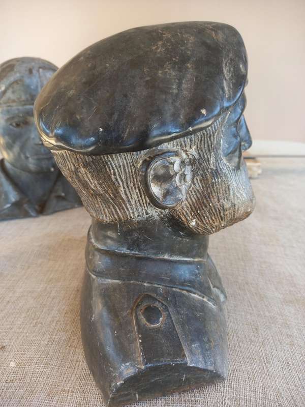 3 Rhodesian Soapstone busts - SAS, Selous Scouts, RLI