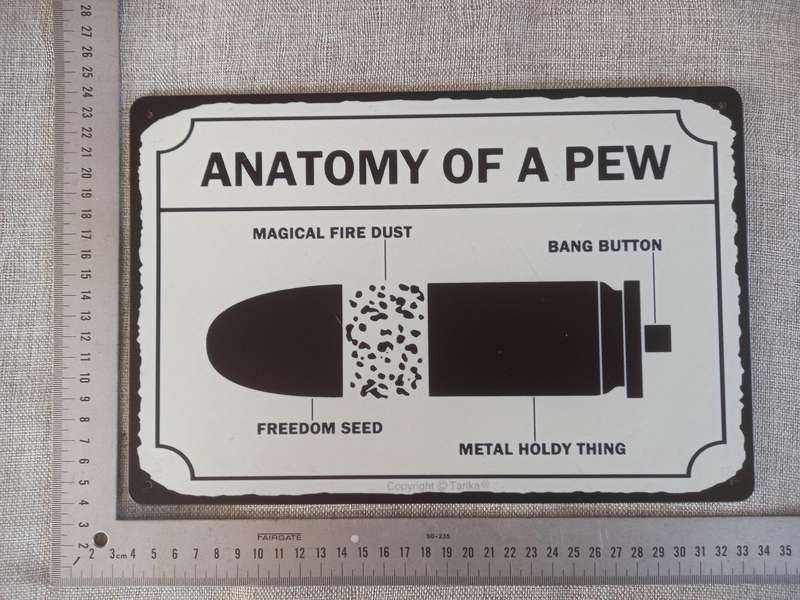 Anatomy of a Pew - Advertising Tin Plate Sign