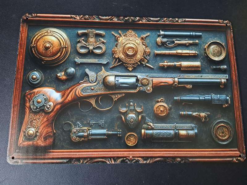Antique Revolver- Advertising Tin Plate Sign