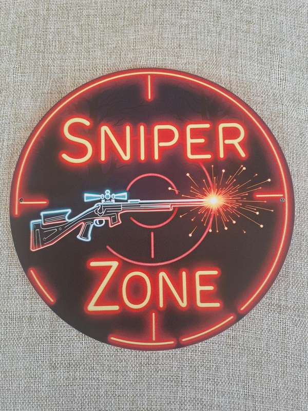 Sniper Zone Tin Plate Advertising Sign