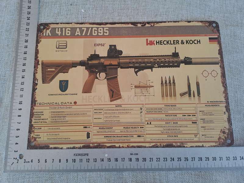 Heckler & Koch HK 416 A7/G95- Advertising Tin Plate Sign