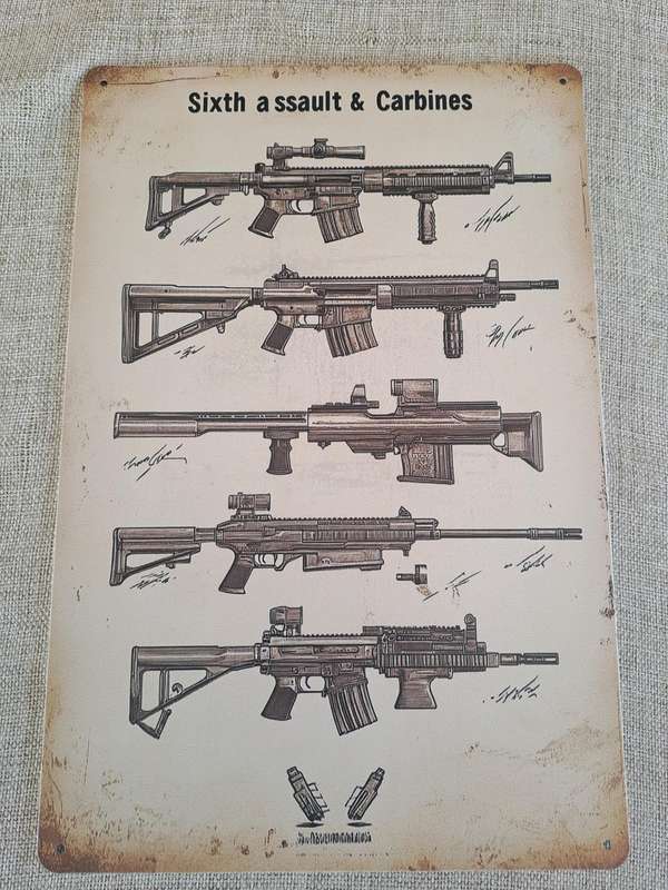 Sixth Assault & Carbines- Advertising Tin Plate Sign