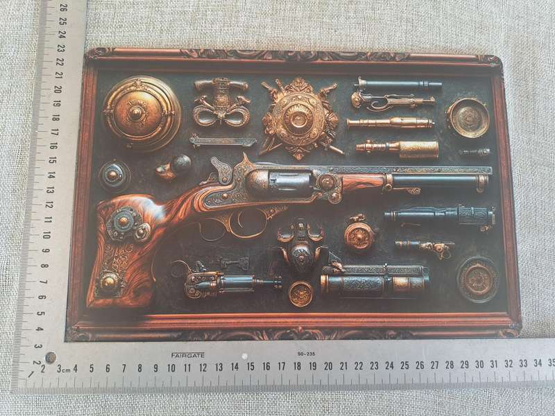 Antique Revolver- Advertising Tin Plate Sign