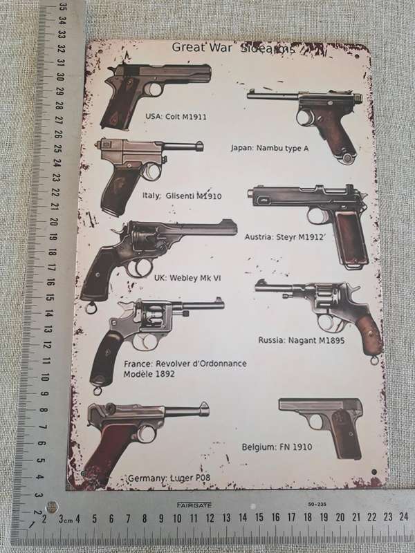 Great War Sidearms - Advertising Tin Plate Sign