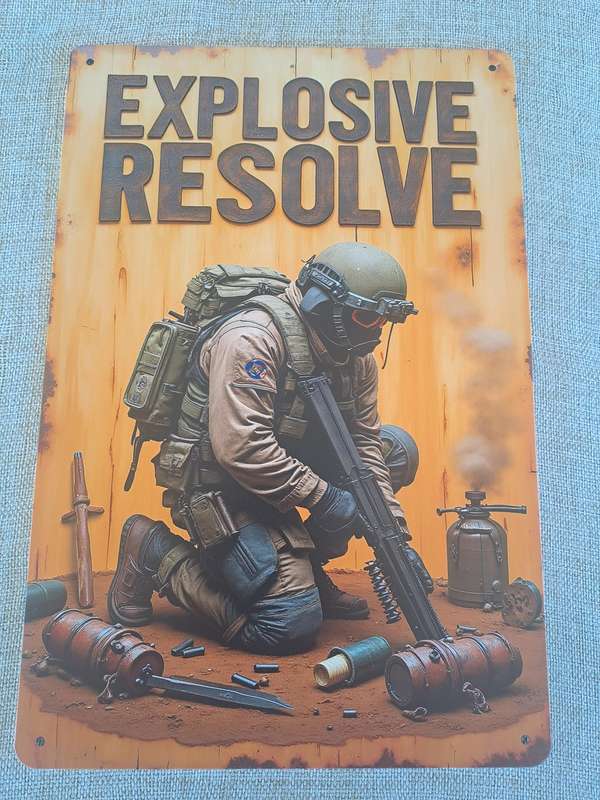 Explosive Resolve- Advertising Tin Plate Sign