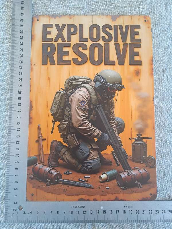 Explosive Resolve- Advertising Tin Plate Sign