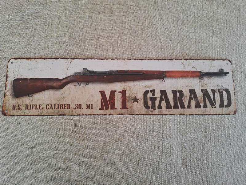 M1 Garand Rifle Avertising Tin Plate Sign