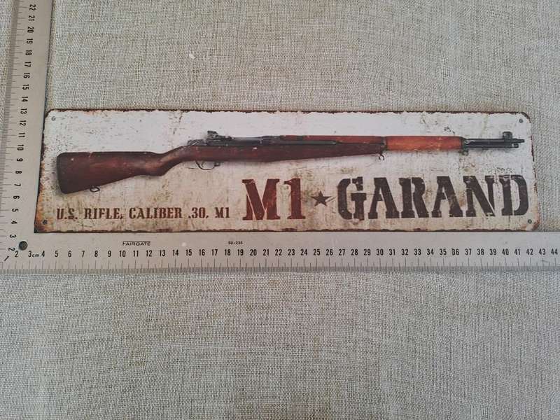 M1 Garand Rifle Avertising Tin Plate Sign