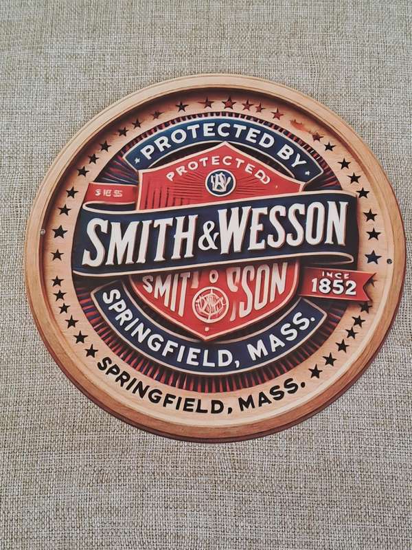 Smith & Wesson - Circular Advertising Tin Plate Sign