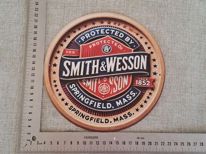 Smith & Wesson - Circular Advertising Tin Plate Sign