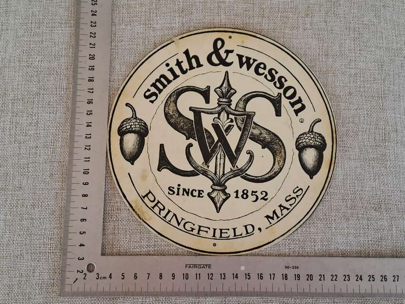 Smith & Wesson - Circular Advertising Tin Plate Sign