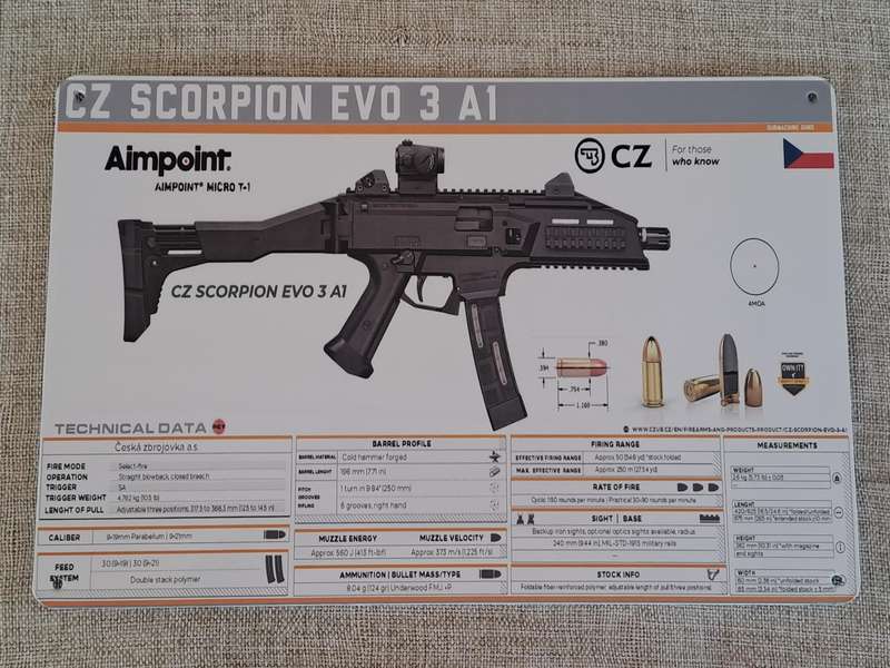 CZ Scorpion EVO 3 A1 - Advertising Tin Plate Sign
