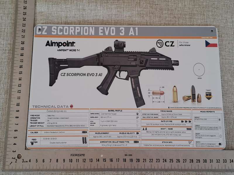 CZ Scorpion EVO 3 A1 - Advertising Tin Plate Sign