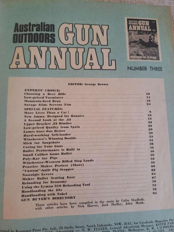 Australian Outdoors Gun Annual Number Three and Four