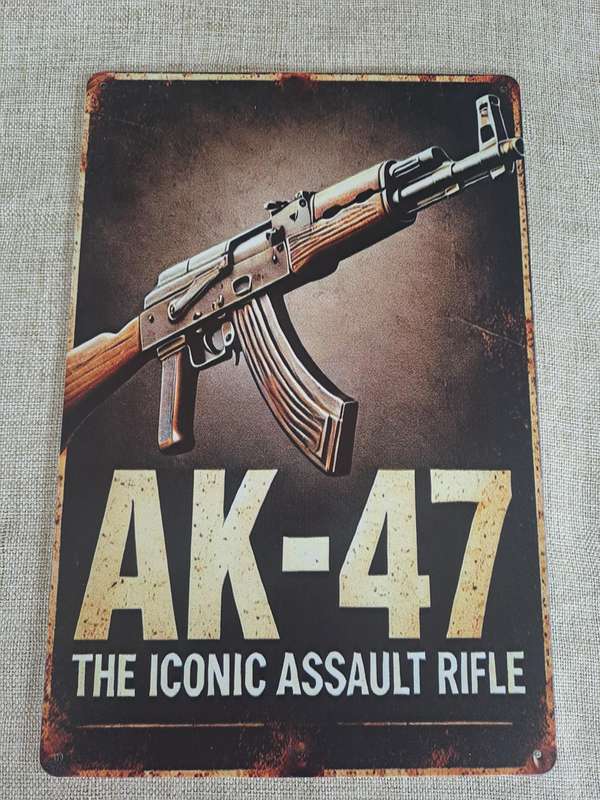 AK-47 The Iconic Assault Rifle - Advertising Tin Plate Sign