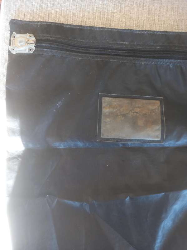 Post and Telecommunications (SA Post Office) metal box and a cash bag