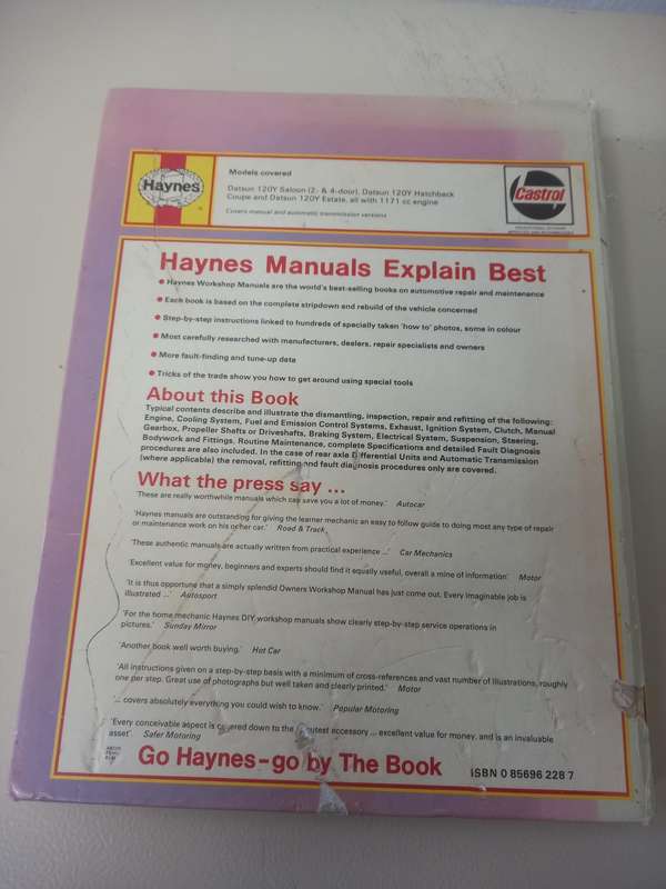 Datsun 120Y - Haynes - Owners Workshop Manual - 1973 to 1978