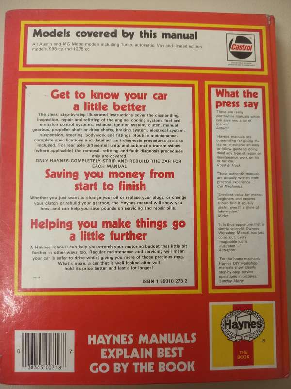 Austin Metro MG and Vanden Plas - Haynes - Owners Workshop Manual