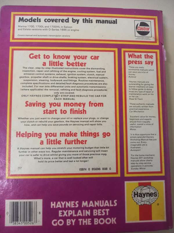 Morris Marina 1700 - Haynes - Owners Workshop Manual