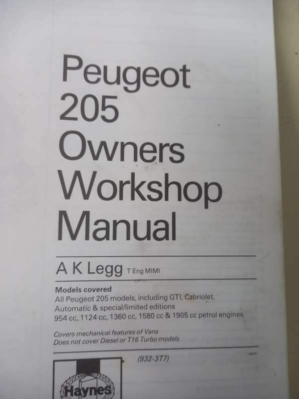 Peugeot 205 - petrol - Haynes - Owners Workshop Manual