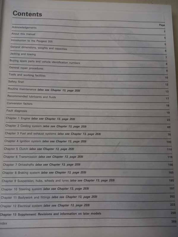 Peugeot 205 - petrol - Haynes - Owners Workshop Manual
