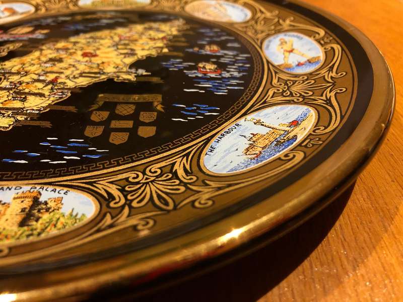 Set of 3 Vintage Greek Gold-Plated Decorative Plates  Kos, Kefallonia, Rhodes (24K Gold)