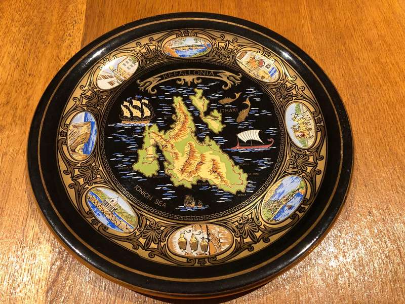 Set of 3 Vintage Greek Gold-Plated Decorative Plates  Kos, Kefallonia, Rhodes (24K Gold)