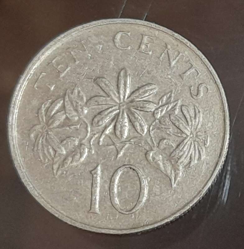 Singapore 1988 10 cent coin used