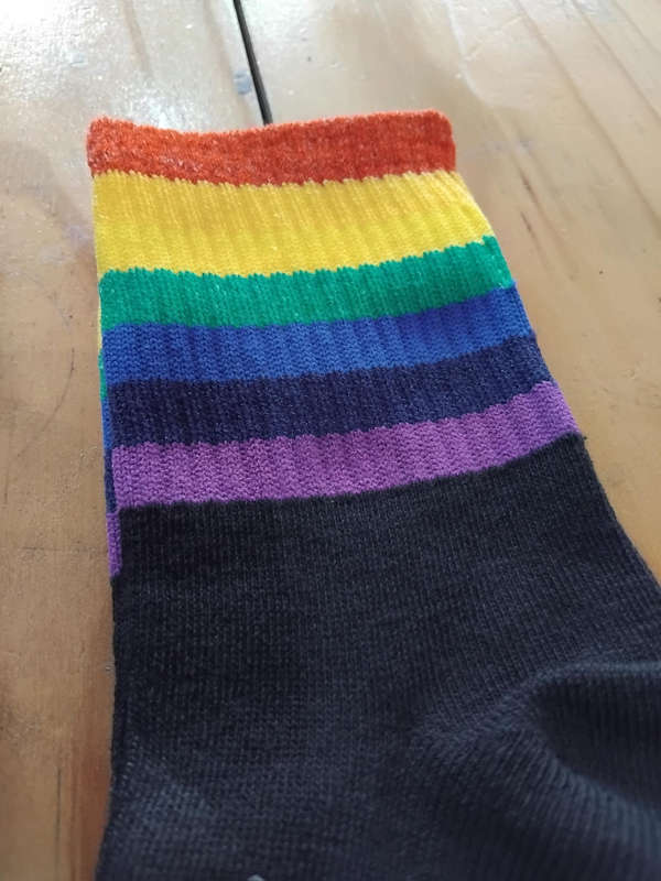 Black & White Socks with Rainbow edging - 2 pairs