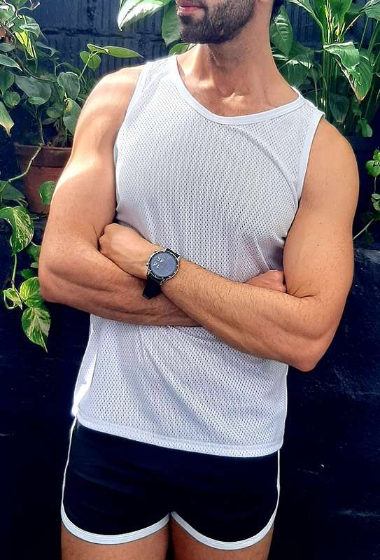 White Mesh Vest For Men