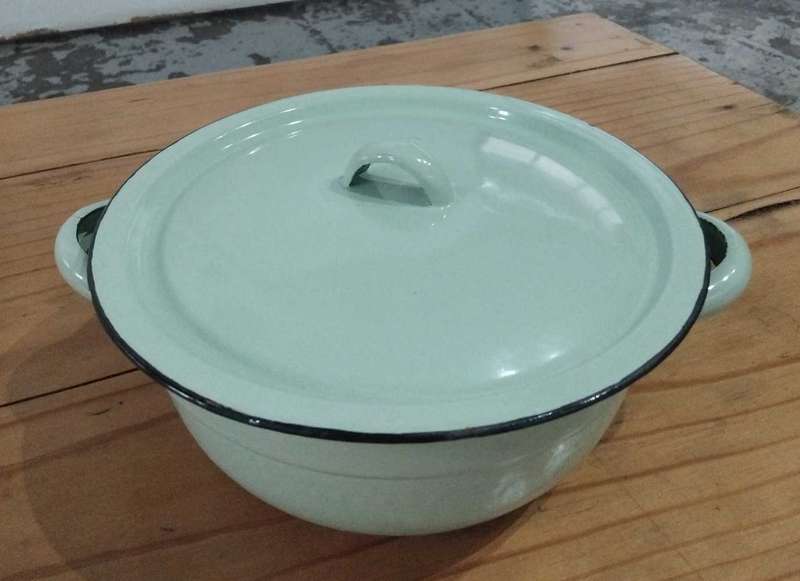 Enamel Bowl with Lid