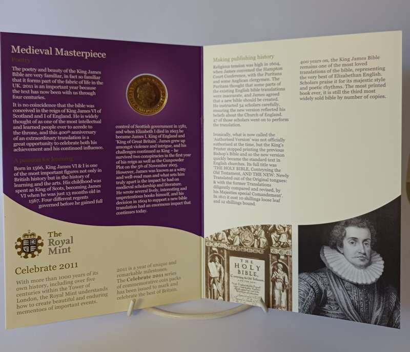 2011, King James Bible 2 pound Brilliant Uncirculated Coin