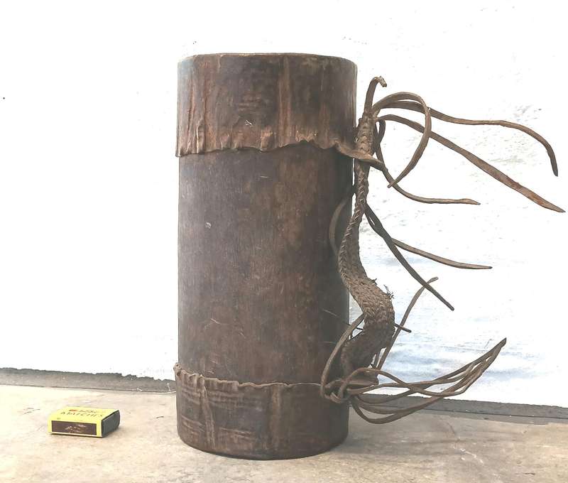 Vintage African Wood and Leather Honey  Container from the Kamba People of Kenya