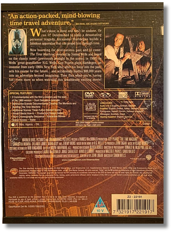 The Time Machine DVD (Guy Pearce, Samantha Mumba ,Jeremy Irons)