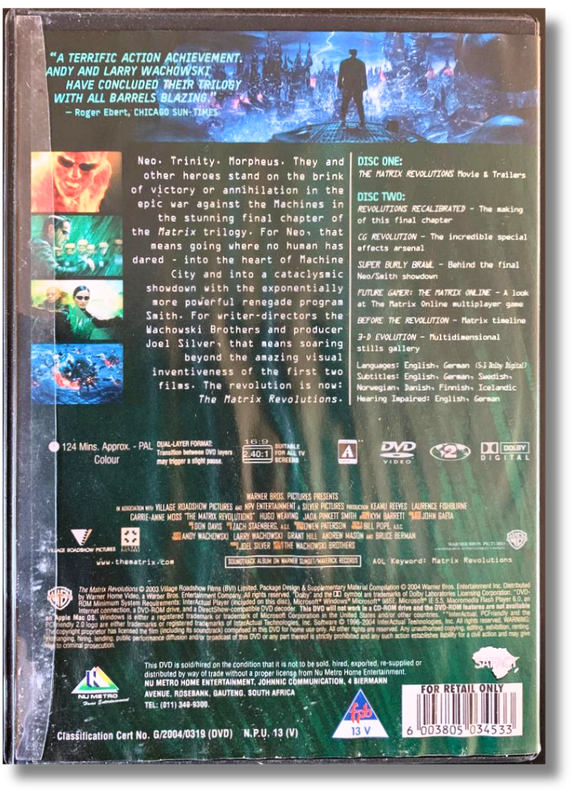 Matrix Revolutions  2 Disc DVD (Keanu Reeves, Carrie-Anne Moss, Laurence Fishburne, Hugo Weaving)